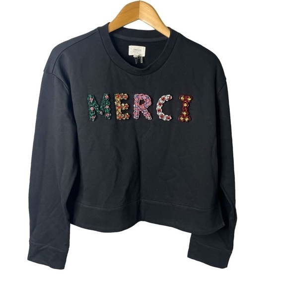 Grey Lab Merci Embellished Sweatshirt Black Size XS Crewneck - Picture 2 of 6